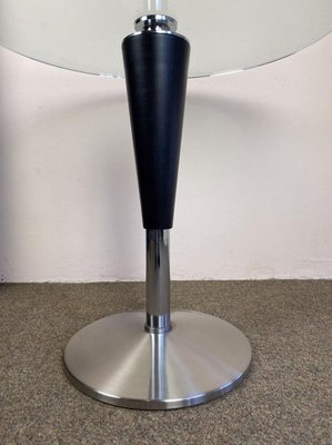 Italian Round Coffee Table with Tapered Leg & Glass Top, 1980s-WZZ-776205