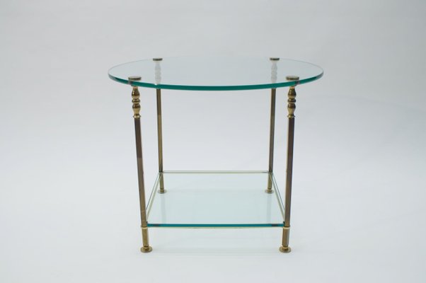 Italian Round Glass and Brass Coffee Table, 1970s-KQB-620049