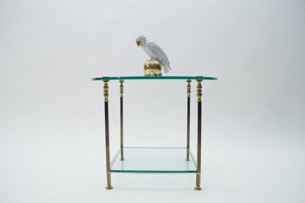 Italian Round Glass and Brass Coffee Table, 1970s-KQB-620049