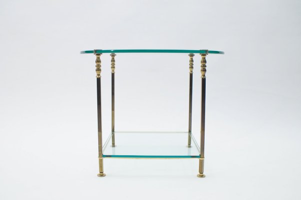 Italian Round Glass and Brass Coffee Table, 1970s-KQB-620049