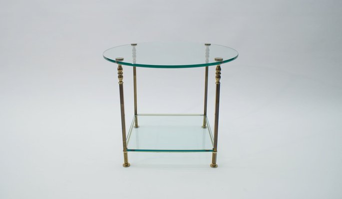 Italian Round Glass and Brass Coffee Table, 1970s-KQB-620049