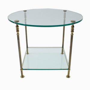 Italian Round Glass and Brass Coffee Table, 1970s-KQB-620049