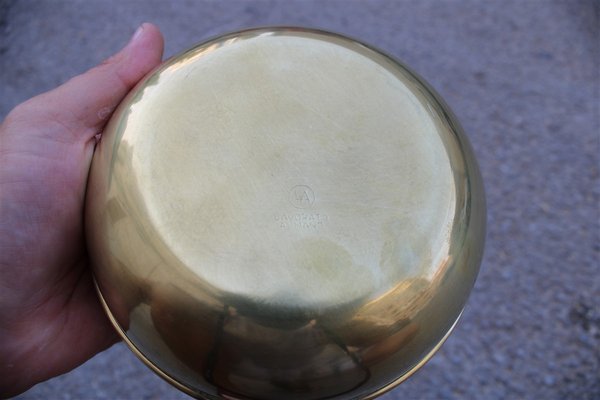 Italian Round Golden Brass Tobacco Box, 1970s-EH-703940