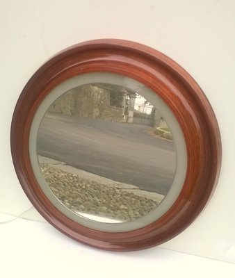 Italian Round Mirror with Teak Frame, 1960s-EI-165036