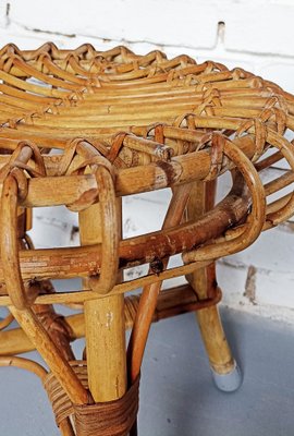 Italian Round Rattan and Bamboo Stool by Franco Albini, 1960s-LCV-1704860