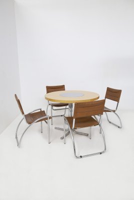 Italian Round Table in Steel and Wood by Gae Aulenti for Elam, 1950s-RCE-1435777