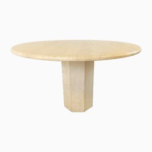 Italian Round Travertine Dining Table, 1970s-IRH-1818454