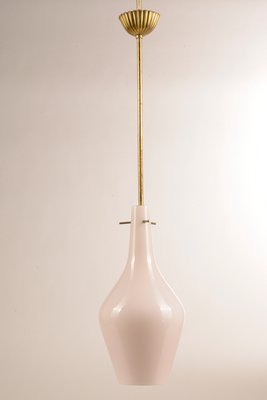 Italian Satin Pink Opaline Glass Ceiling Lamp, 1950s-RAQ-592369