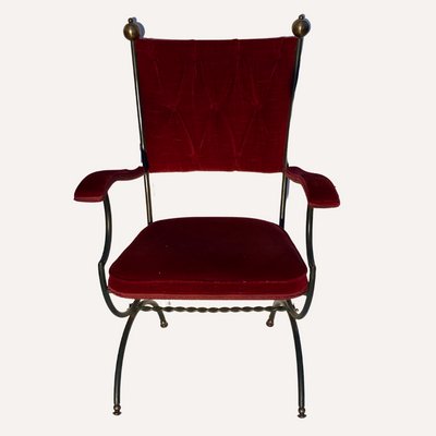 Italian Savonarola Chair with Red Upholstery, 1960s-BHG-1107172