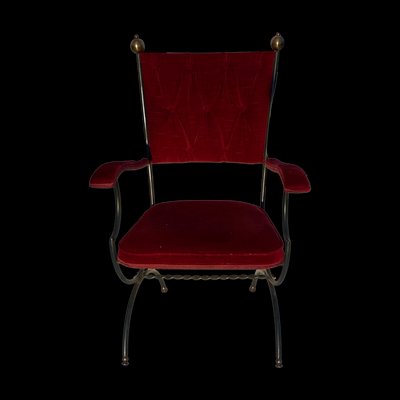 Italian Savonarola Chair with Red Upholstery, 1960s-BHG-1107172