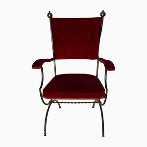 Italian Savonarola Chair with Red Upholstery, 1960s-BHG-1107172