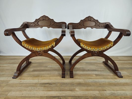 Italian Savonarola Folding Armchairs, 1980, Set of 2-ZUW-1782712