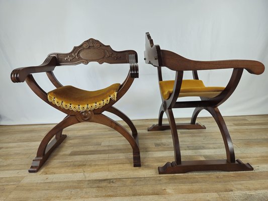 Italian Savonarola Folding Armchairs, 1980, Set of 2-ZUW-1782712