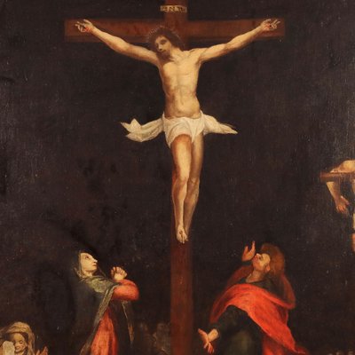 Italian School Artist, Crucifix, 1600s, Oil on Canvas-VMM-1713315