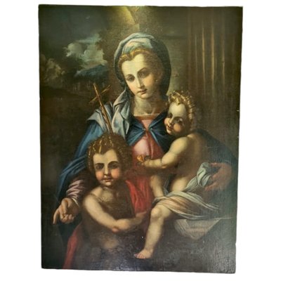 Italian School Artist, Madonna with Children, 1800s, Oil on Canvas-TCS-2040156