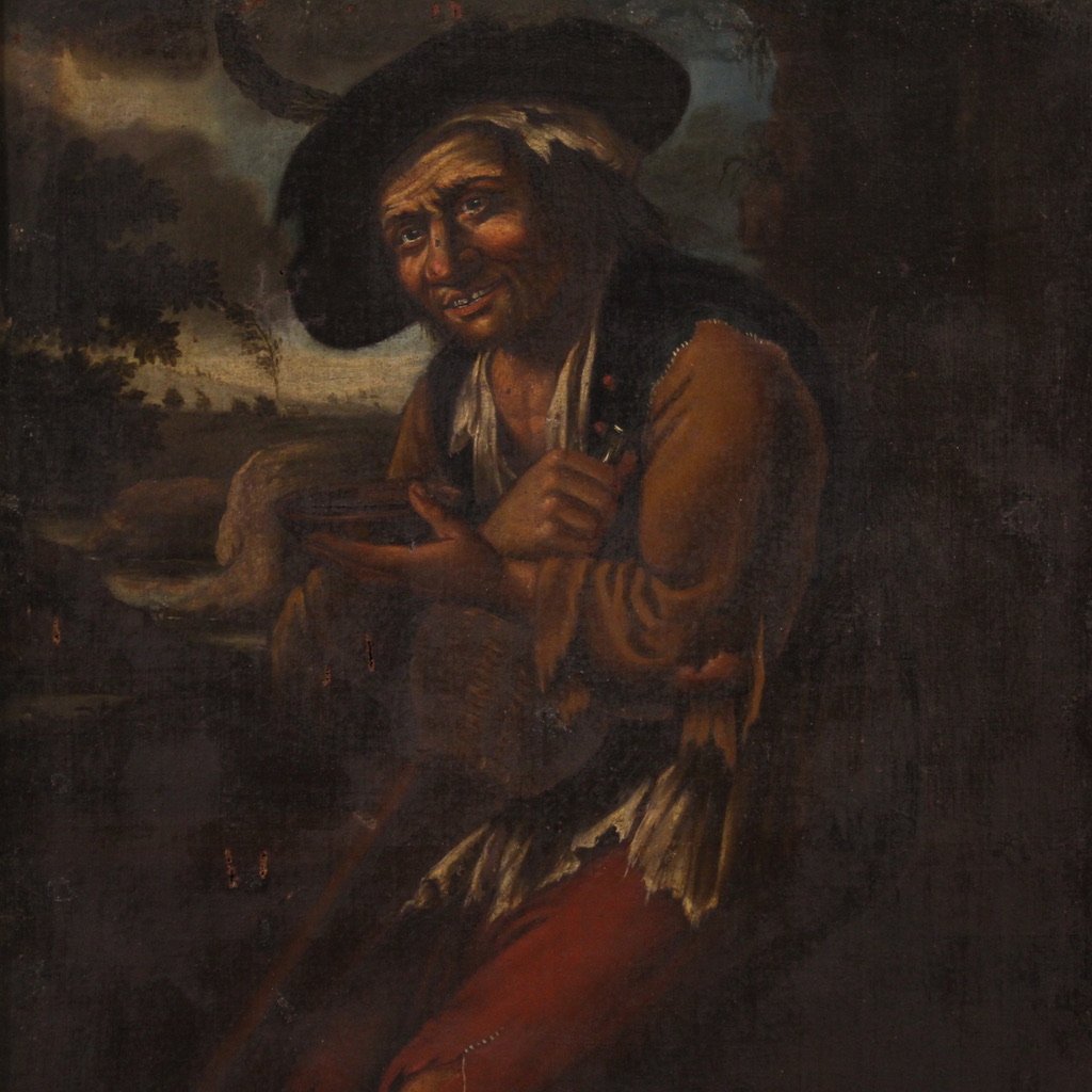 Italian School Artist, Portrait of Beggar, 1730, Oil on Canvas