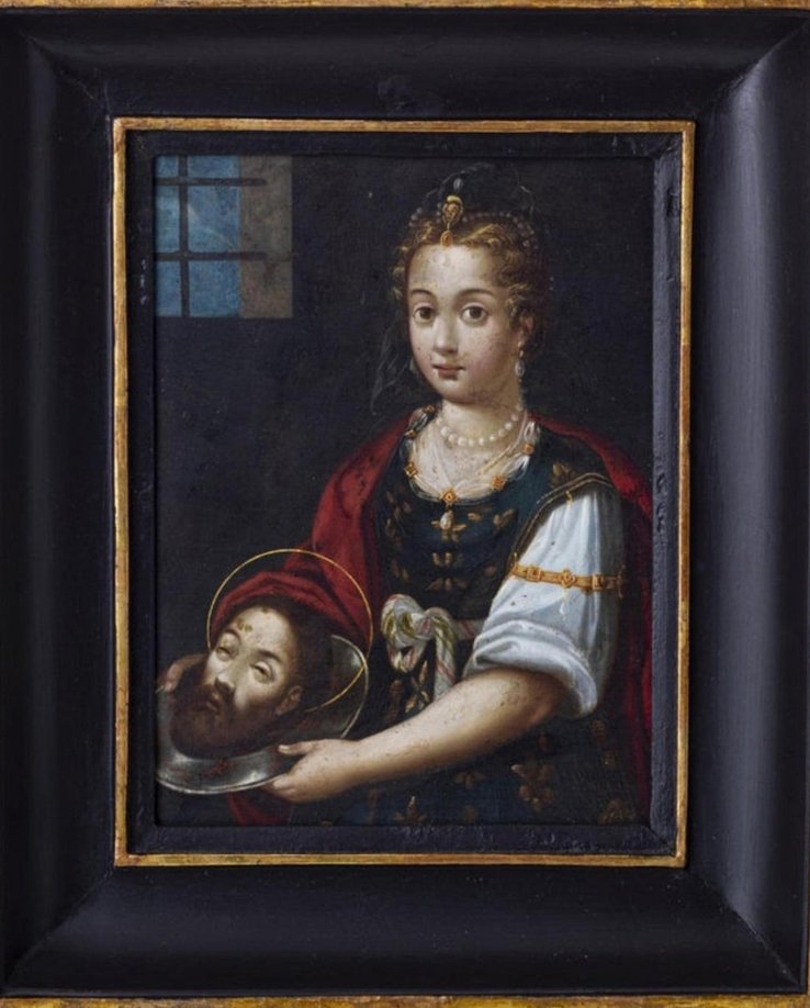 Italian School Artist, Salome with the Head of Saint John the Baptist, 1600s, Painting, Framed