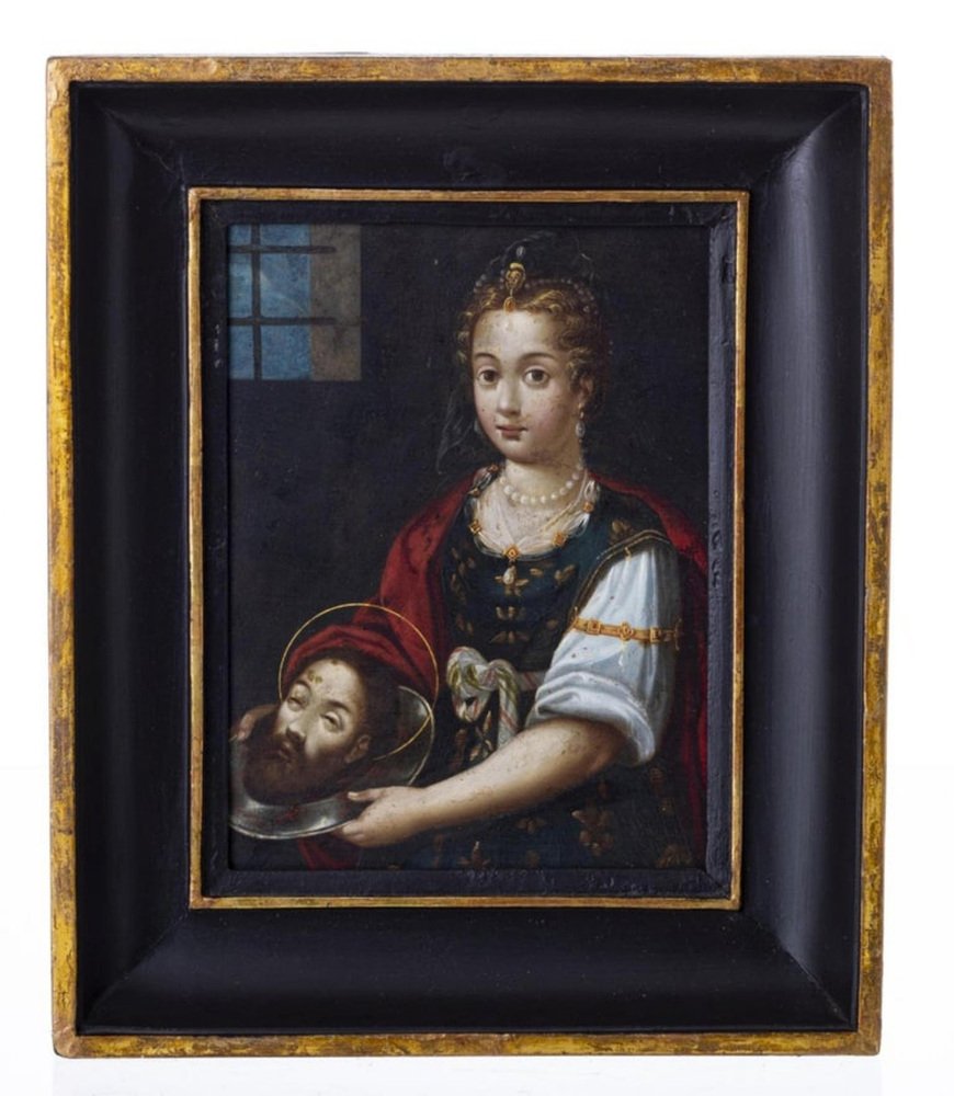 Italian School Artist, Salome with the Head of Saint John the Baptist, 1600s, Painting, Framed