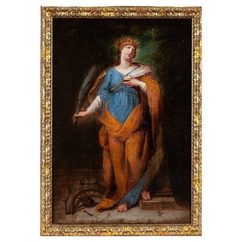 Italian School Artist, Santa Catalina, 17th Century, Oil on Canvas, Framed