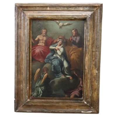 Italian School Coronation of Mary, Oil on Canvas, Framed-DCO-2015875