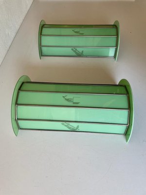 Italian Sconces in Green Glass with Cat and Dog Illustrations, 1950s-RDS-1316645