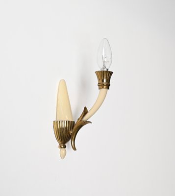 Italian Sconces in Ivory Murano Glass and Brass by Ulrich, Italy, 1940s, Set of 2-JDR-1799932