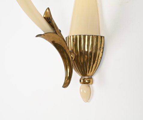 Italian Sconces in Ivory Murano Glass and Brass by Ulrich, Italy, 1940s, Set of 2-JDR-1799932