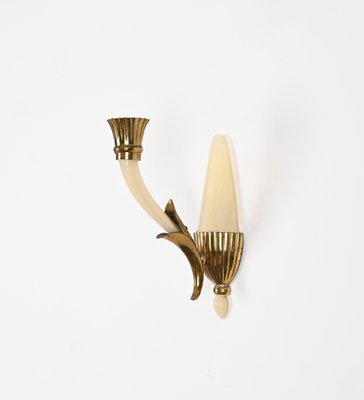 Italian Sconces in Ivory Murano Glass and Brass by Ulrich, Italy, 1940s, Set of 2-JDR-1799932