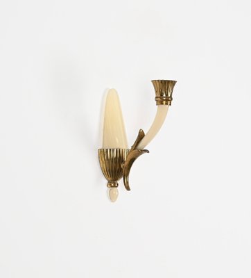 Italian Sconces in Ivory Murano Glass and Brass by Ulrich, Italy, 1940s, Set of 2-JDR-1799932