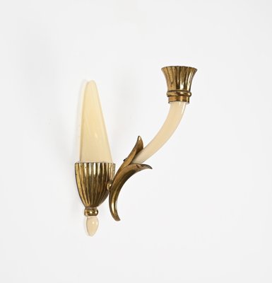 Italian Sconces in Ivory Murano Glass and Brass by Ulrich, Italy, 1940s, Set of 2-JDR-1799932