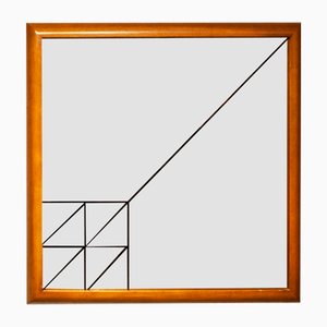 Italian Screen Printed Wooden Mirror, 1970s-VCV-564182