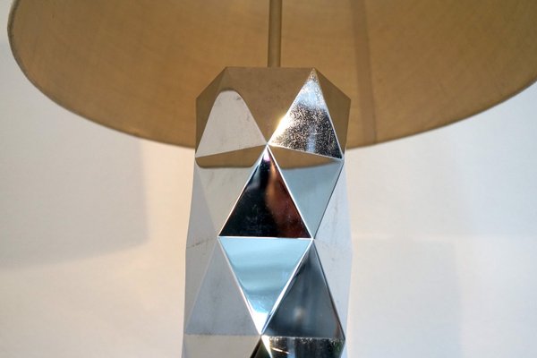 Italian Sculptural Chrome-Plated Metal Table Lamp, 1960s-CIP-2023775