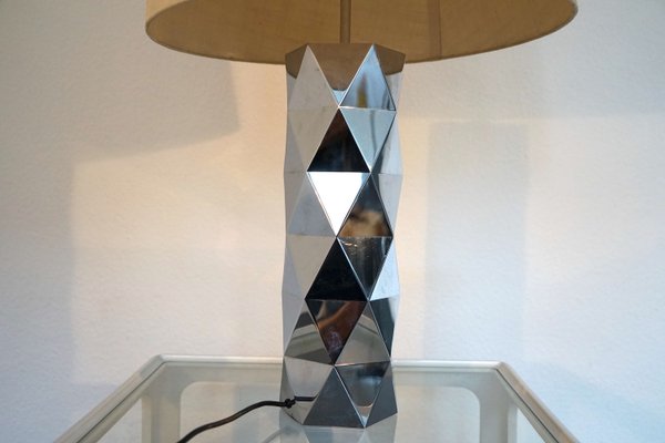 Italian Sculptural Chrome-Plated Metal Table Lamp, 1960s-CIP-2023775