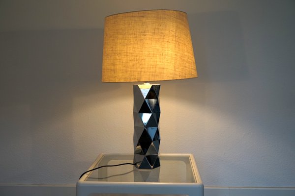 Italian Sculptural Chrome-Plated Metal Table Lamp, 1960s-CIP-2023775