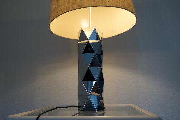 Italian Sculptural Chrome-Plated Metal Table Lamp, 1960s-CIP-2023775