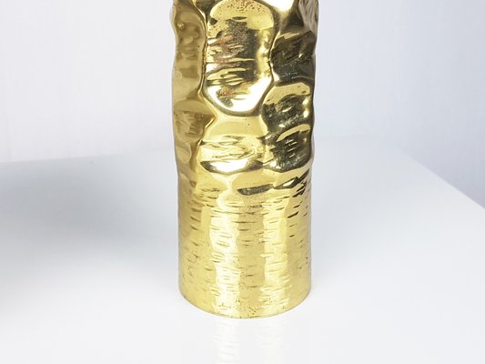 Italian Sculptural Hand-Made Brass Vase attributed to Cognolato, 1970s-RD-1451382