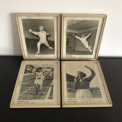 Italian September Sports Photos with Frame, 1940s, Set of 10-MOH-935712