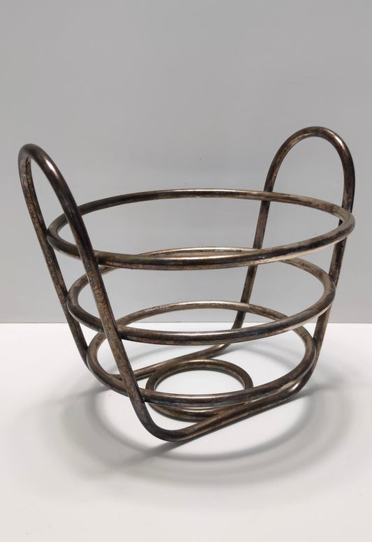 Italian Sheffield Plated Metal Fruit Basket by Leno Sabattin, 1970s