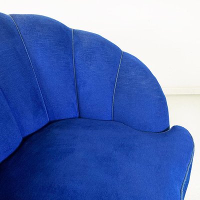 Italian Shell Armchairs in Electric Blue Fabric and Wooden Legs, 1950s, Set of 2-GDD-1777391