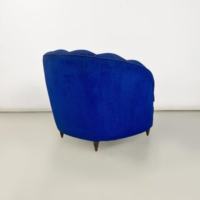 Italian Shell Armchairs in Electric Blue Fabric and Wooden Legs, 1950s, Set of 2-GDD-1777391