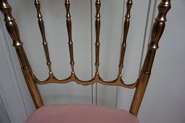 Italian Side Chairs in Golden Brass by Giuseppe Gaetano Descalzi for Chiavari, 1950, Set of 2-EA-1276004