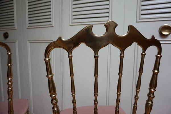 Italian Side Chairs in Golden Brass by Giuseppe Gaetano Descalzi for Chiavari, 1950, Set of 2-EA-1276004