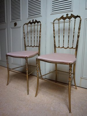 Italian Side Chairs in Golden Brass by Giuseppe Gaetano Descalzi for Chiavari, 1950, Set of 2-EA-1276004