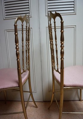 Italian Side Chairs in Golden Brass by Giuseppe Gaetano Descalzi for Chiavari, 1950, Set of 2-EA-1276004