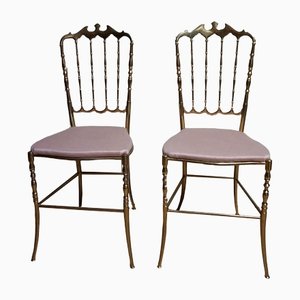 Italian Side Chairs in Golden Brass by Giuseppe Gaetano Descalzi for Chiavari, 1950, Set of 2-EA-1276004