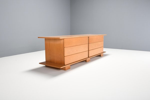 Italian Sideboard in Beech Veneer with 6 Drawers, 1970s-QT-1263324