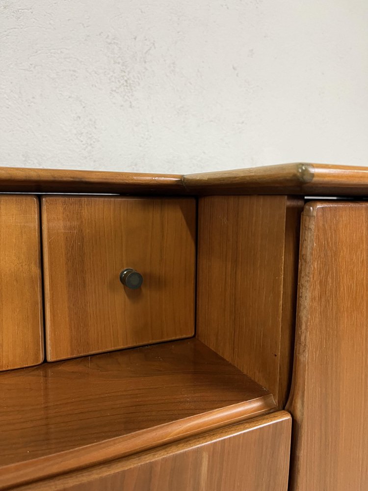 Italian Sideboard in Wooden and Finely Worked Brass, 1960s