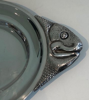 Italian Silver Metal Trays in Fish Shape, 1970s-BA-1394263