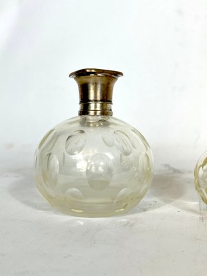 Italian Silver Plated and Blown Murano Glass Bathroom Set, 1940s, Set of 7-OT-1335629