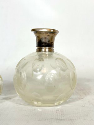 Italian Silver Plated and Blown Murano Glass Bathroom Set, 1940s, Set of 7-OT-1335629